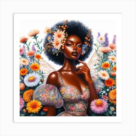 Floral black Essence Art Print