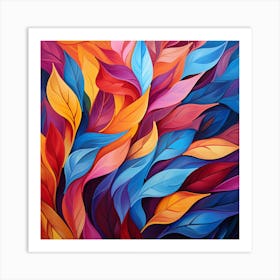 Abstract Colorful Leaves Abstract Painting Art Print