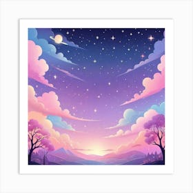 Sky With Twinkling Stars In Pastel Colors Square Composition 307 Art Print