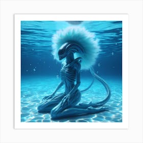 Alien Meditating Under Water 2 Art Print