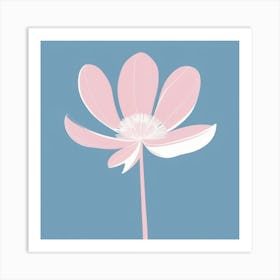 A White And Pink Flower In Minimalist Style Square Composition 268 Art Print