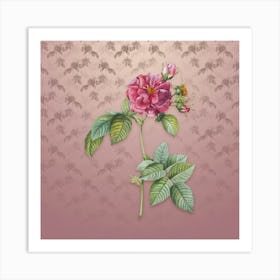 Vintage Pink Francfort Rose Botanical on Dusty Pink Pattern n.1469 Art Print