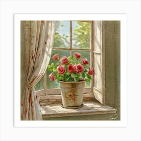 Roses In A Pot Art Print