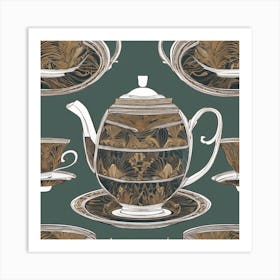 Teapots And Saucers 1 Art Print