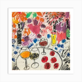 Wine With Friends Matisse Style 4 Art Print
