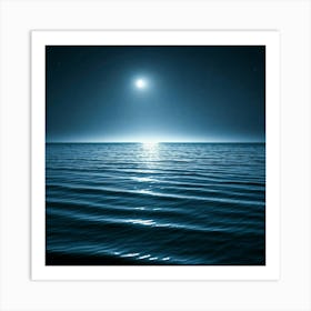 Moon Over The Ocean Art Print