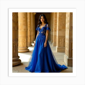 Blue Evening Dress 2 Art Print