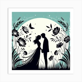 Silhouette of Couple 3 Art Print