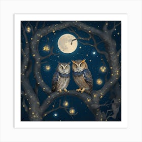 Owls At Night Affiche