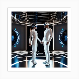 Futuristic Couple In Virtual Reality 3 Art Print