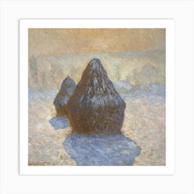 Haystacks Snow Effect (1891) Art Print