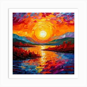 Sunset Over The Lake Art Print