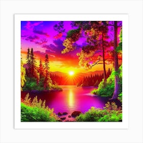 Sunset In The Forest 12 Art Print