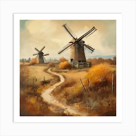 Vintage Oil Painting, Farmhouse Wall Decorations, Vintage Landscape, Printable Wall Art, Vintage Landscape Oil Painting.
16Windmills. Art Print