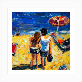 Couple On The Beach 1 Art Print