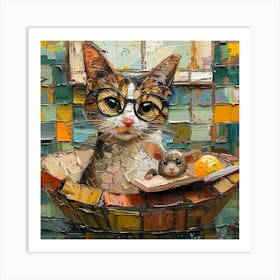 Cat In A Basket Art Print