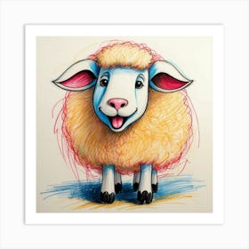 Sheep Drawing Art Print