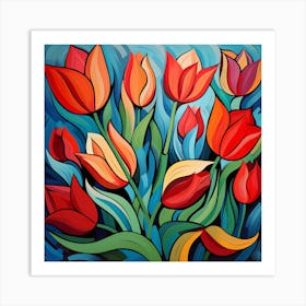 Abstract Tulips Painting Art Print