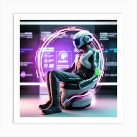 The Image Depicts A Stronger Futuristic Suit For Military With A Digital Music Streaming Display 13 Art Print