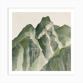 Japanese Watercolour Of Mount Nasu 1 Art Print