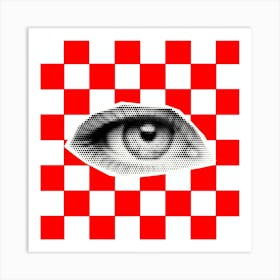 Checkerboard Eye Red Art Print