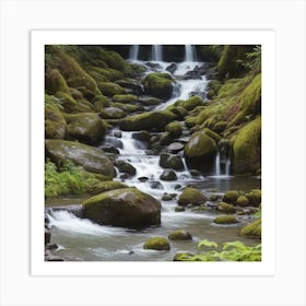 Mossy  Waterfall Art Print