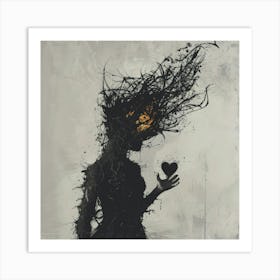 Woman Holding A Heart Art Print