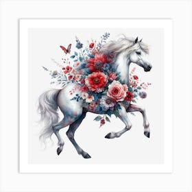 Horse With Flowers 9 Art Print