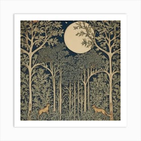 William Morris Print Night Forest Moon 1 Art Print