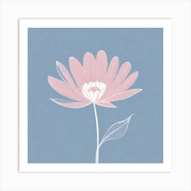 A White And Pink Flower In Minimalist Style Square Composition 488 Art Print