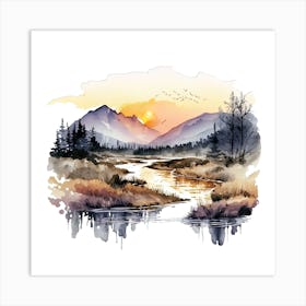 Watercolor Landscape Painting 11 Art Print