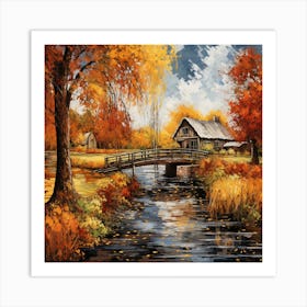 Autumn Bridge 16 Art Print