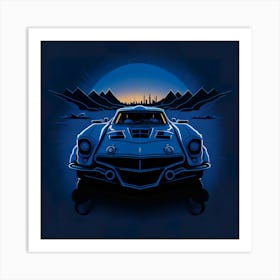 Car Blue Artwork Of Graphic Design Flat (38) Art Print