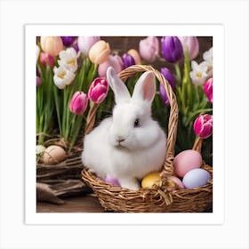 Easter Bunny In Basket 6 Art Print