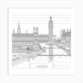 London Map Minimal Line Painting(1) Art Print