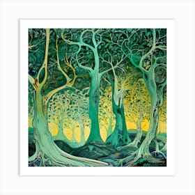 Nature Trees Forest Mystical Forest Jungle Art Print