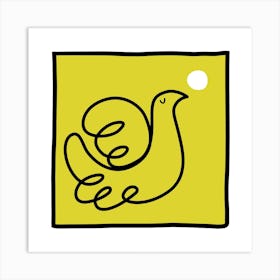 Dove In Yellow Square Art Print