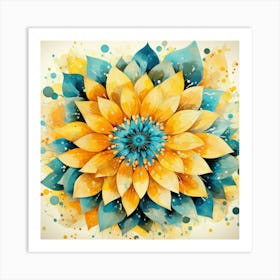 Yellow And Blue Flower Art Print