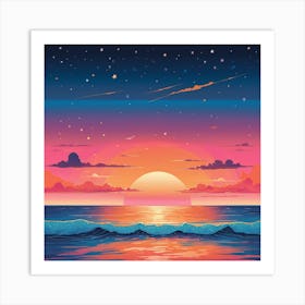 Sunset Over The Ocean Art Print