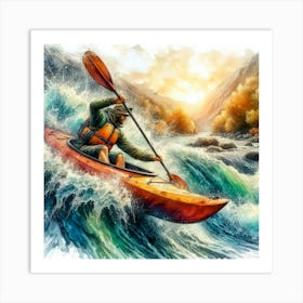 Kayaker On A River Art Print