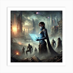 A Sci Fi Inspired Dramatic Scene Titled Ashes And Art Print