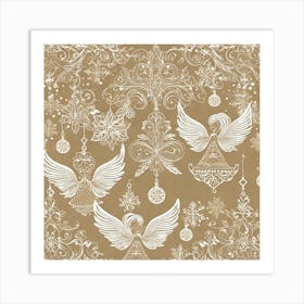 Angels And Snowflakes 1 Art Print