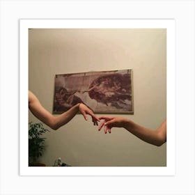 Two Hands Reaching For Each Other Art Print