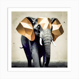 Elephant Illustration With Golden Details Art Print