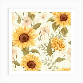 Sunflowers Pastel Colors Art Print