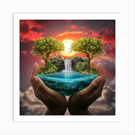 A Captivating and Surreal Image of a Pair of Hands Art Print