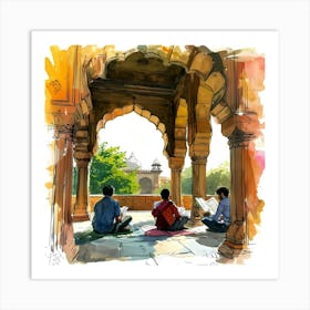 Watercolor Of Taj Mahal Art Print