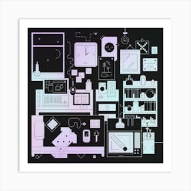 Midnight Bedroom Square Art Print