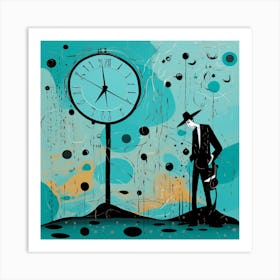 Man With A Clock Art Print