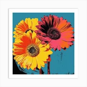 Andy Warhol Style Pop Art Flowers Calendula 2 Square Art Print